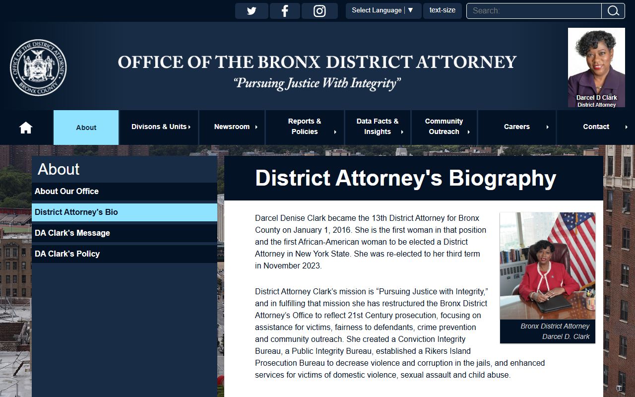 Bronx County court records after arrest Bronx DA biography page
