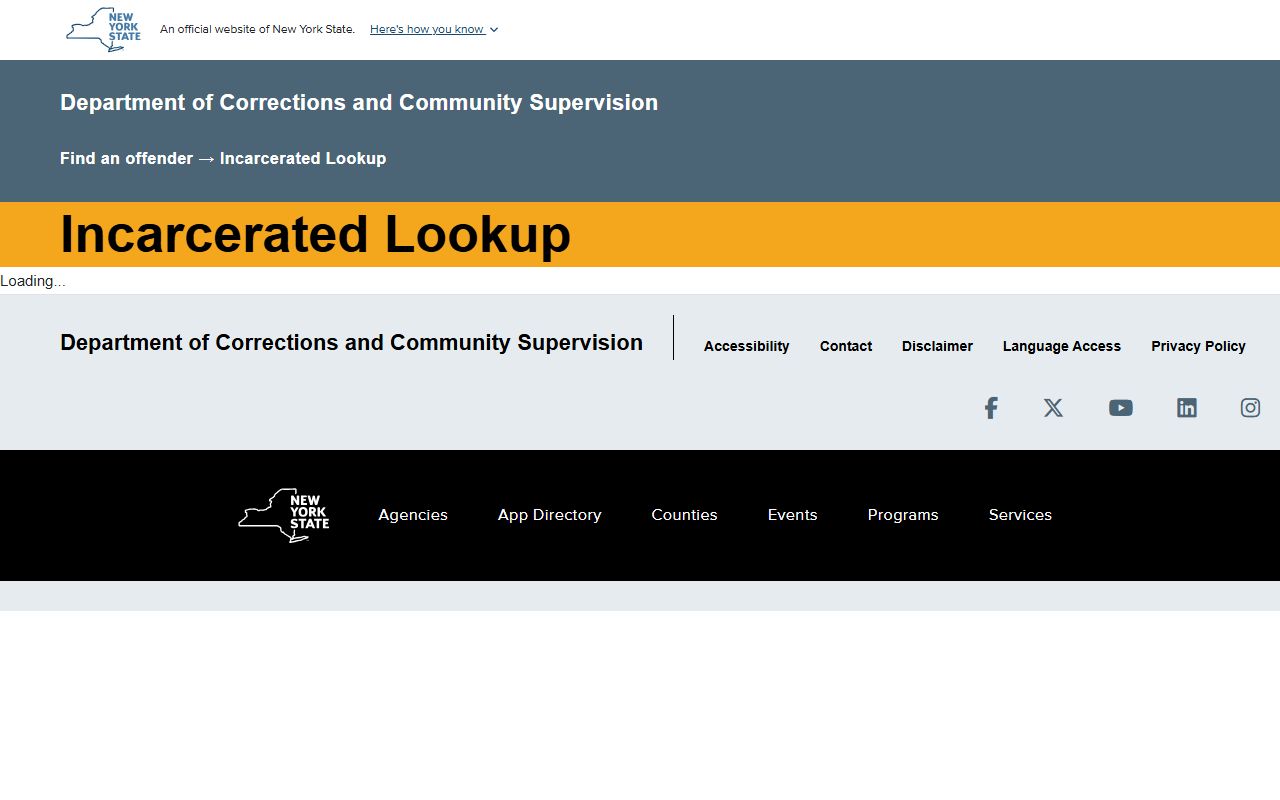 New York State DOCCS incarcerated lookup search interface